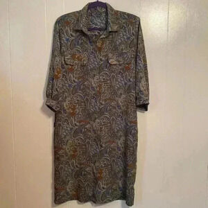 Vintage Breli Originals Brown, Rust snd Cream Shirt Dress, Size Medium.